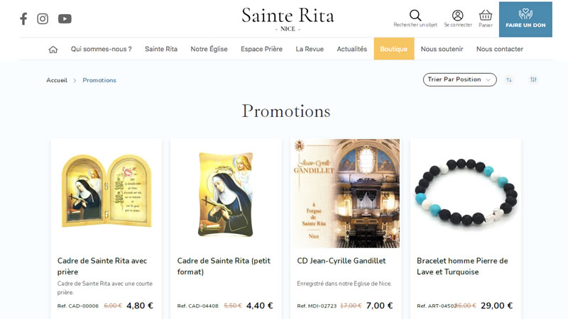 promotions boutique sainte rita en ligne