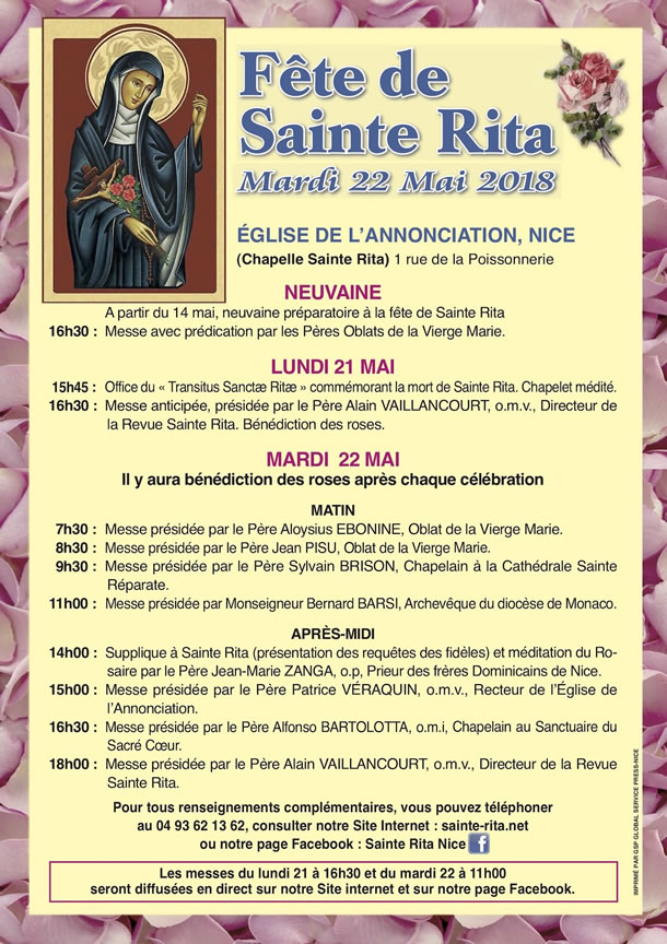 programme fete sainte rita 2018