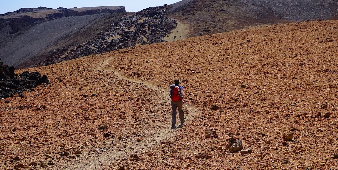 homme marche desert cendres